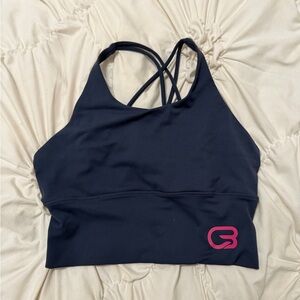 Cyclebar Black Crop Top with Pink Logo